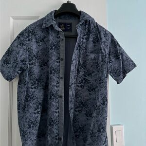 Navy Floral Casual Button Down Shirt